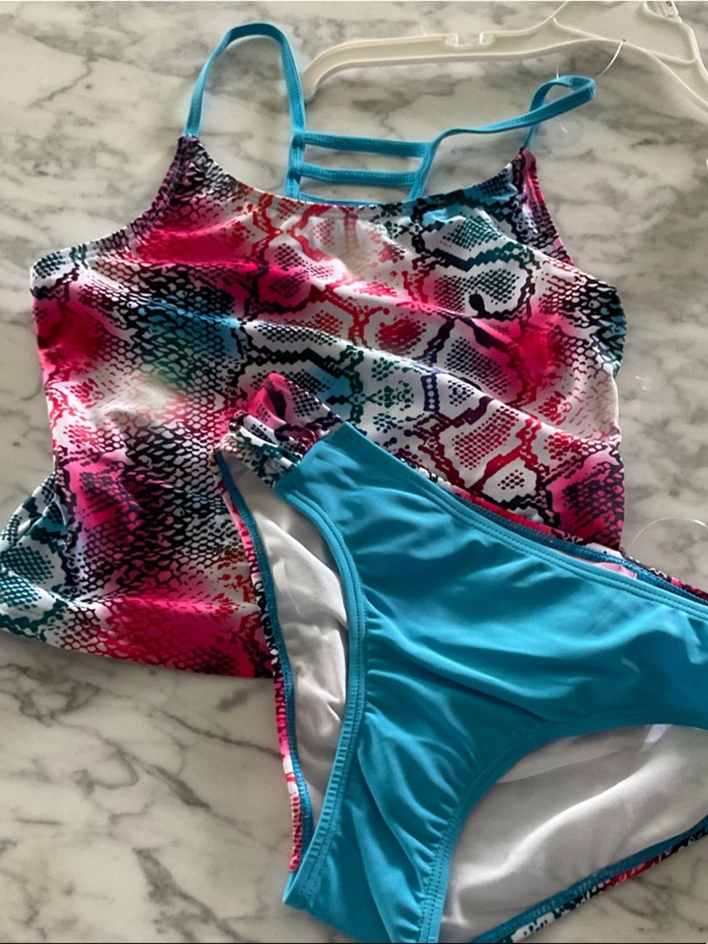 Freestyle Pink Turquoise Snake-Print Tankini